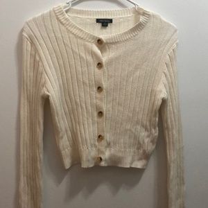 Cream cropped button down cardigan